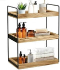3-Tier Wood Bathroom Counter Organizer, Countertop Storage Shelf, Vanity Cosmetic Holder & Kitchen Spice Rack