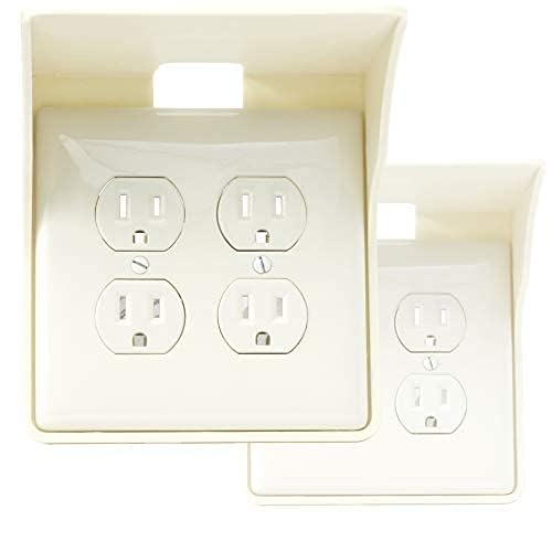 Power Perch Outlet Shelf with Cord Storage Strap, Plug Shelf White 2-Pack