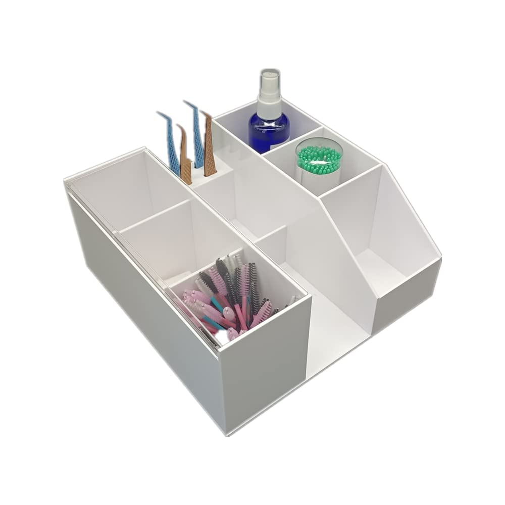 Acrylic Large Capacity Makeup Organizer, Grafting Beauty Extension Supplies Lash Storage Display, Eyelash Storage Case Brush Tweezers Cosmetic Holder (Transparent)