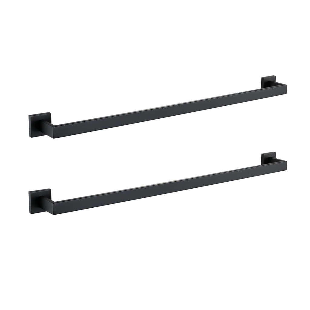 LANC 2 Pack Bath Towel Bars, Matte Black 24-Inch Bathroom Towel Rail Square Towel Racks Kitchen Towel Holders, Stainless Steel Wall Mount Towel Hanger Towel Rods,A8804-6MB