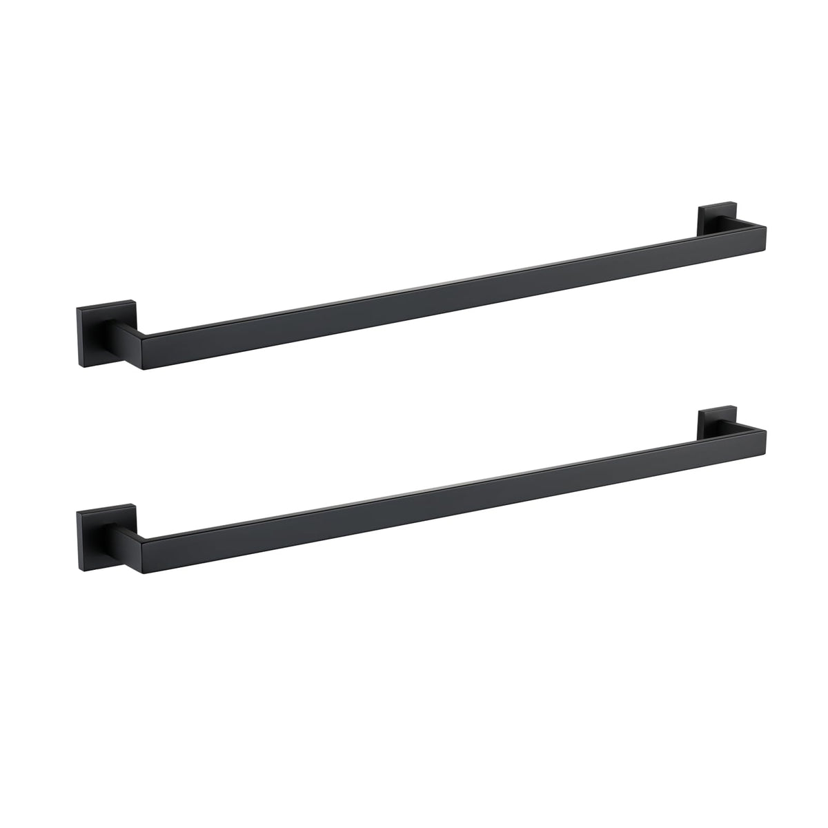 LANC 2 Pack Bath Towel Bars, Matte Black 24-Inch Bathroom Towel Rail Square Towel Racks Kitchen Towel Holders, Stainless Steel Wall Mount Towel Hanger Towel Rods,A8804-6MB