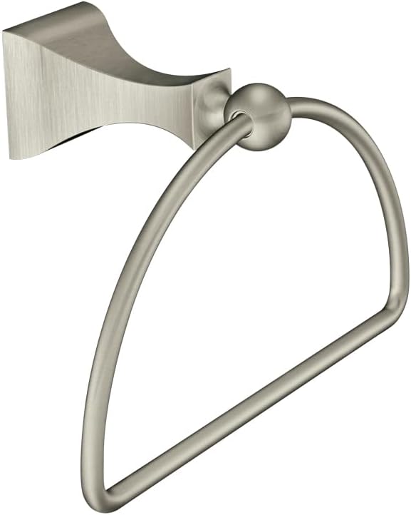 Moen Retreat Collection Brushed Nickel Bathroom Hand Towel Ring with Wall Mount Hardware, DN8386BN