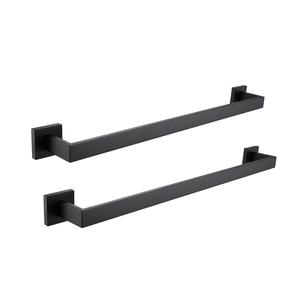 LANC 2 Pack Bath Towel Bars, Matte Black 24-Inch Bathroom Towel Rail Square Towel Racks Kitchen Towel Holders, Stainless Steel Wall Mount Towel Hanger Towel Rods,A8804-6MB