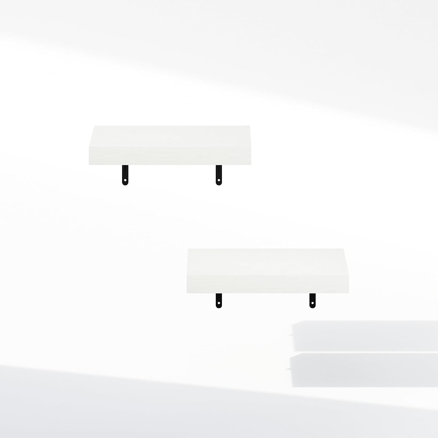 Furinno Tanna Floating Shelves for Wall Set of 2, 15-Inch Bathroom Wall Shelf, Wall Mounted Shelf, for Bathroom Organizers and Storage, Living Room, White Texture