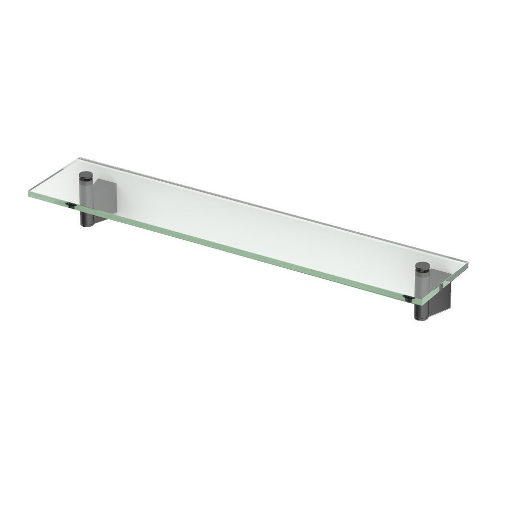 Gatco 5476 Locke Glass Shelf, Polished Nickel/Wall Mounted 20.13" X 5.38" Tempered/Floating Rectangle Glass Shelf for Bathroom