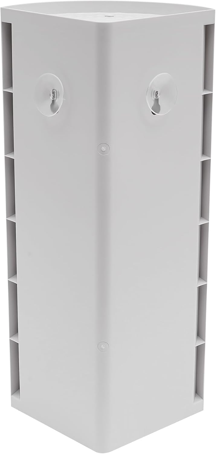 Multifunction Bathroom Kitchen Corner Locker 3-Tier Rotating Triangle Shelf Water Resistant Corner Shelf Stand for Bedrooms, Bathrooms, Kitchens, Living Rooms, Study Rooms (Gray-White)