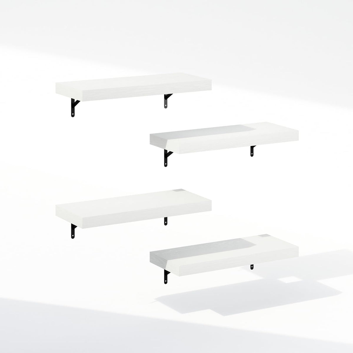 Furinno Tanna Floating Shelves for Wall Set of 2, 15-Inch Bathroom Wall Shelf, Wall Mounted Shelf, for Bathroom Organizers and Storage, Living Room, White Texture