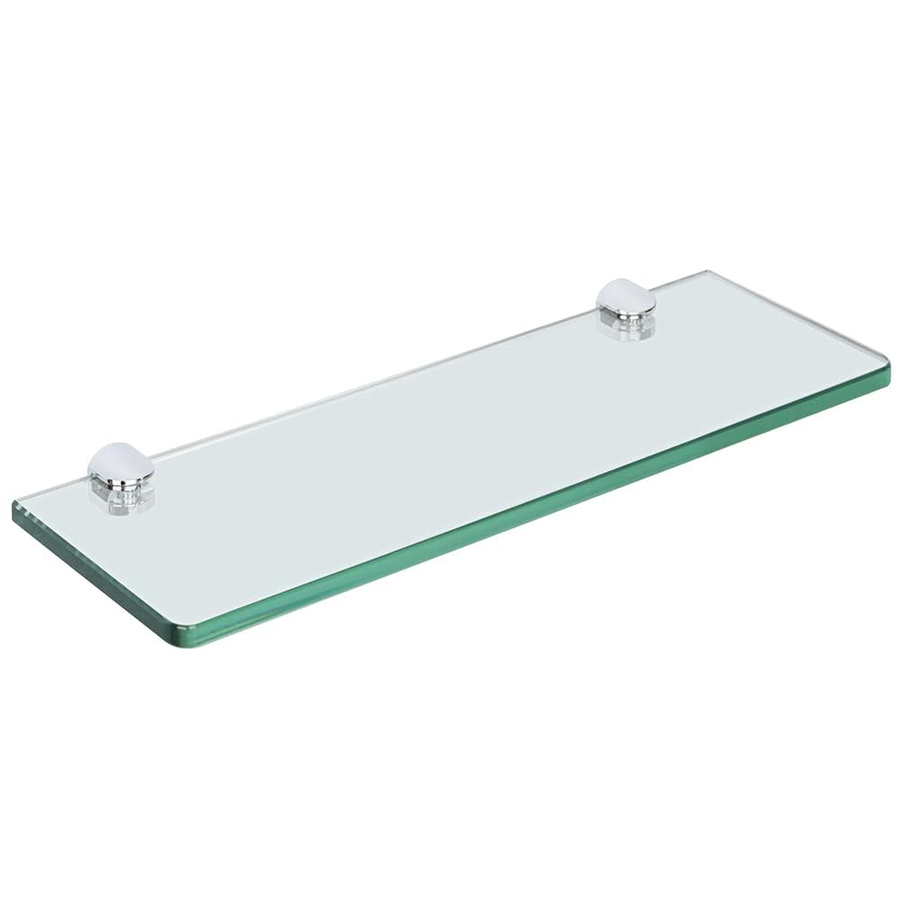 SAYAYO Floating Glass Shelves for Bathroom, Tempered Glass Shelf for Wall 15 x 5 Inch 2 Pack, Clear