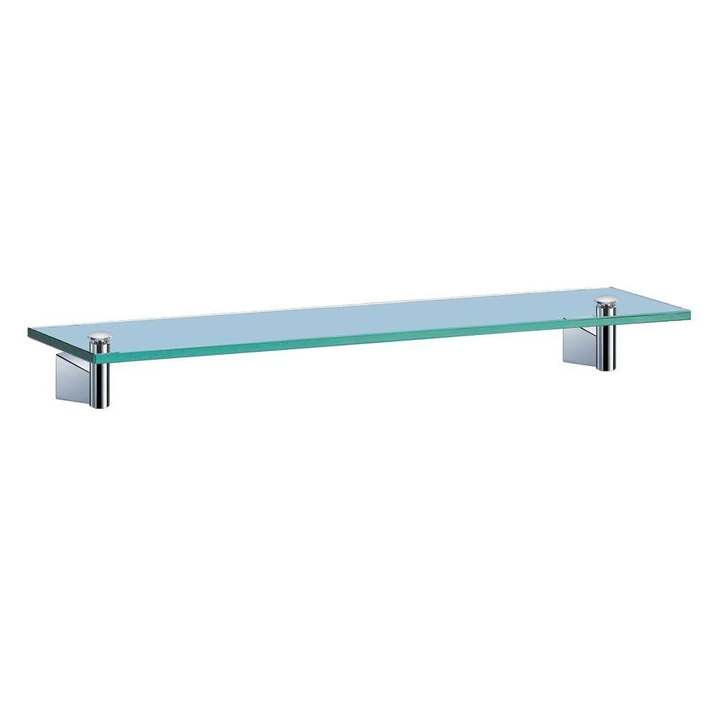 Gatco 5476 Locke Glass Shelf, Polished Nickel/Wall Mounted 20.13" X 5.38" Tempered/Floating Rectangle Glass Shelf for Bathroom