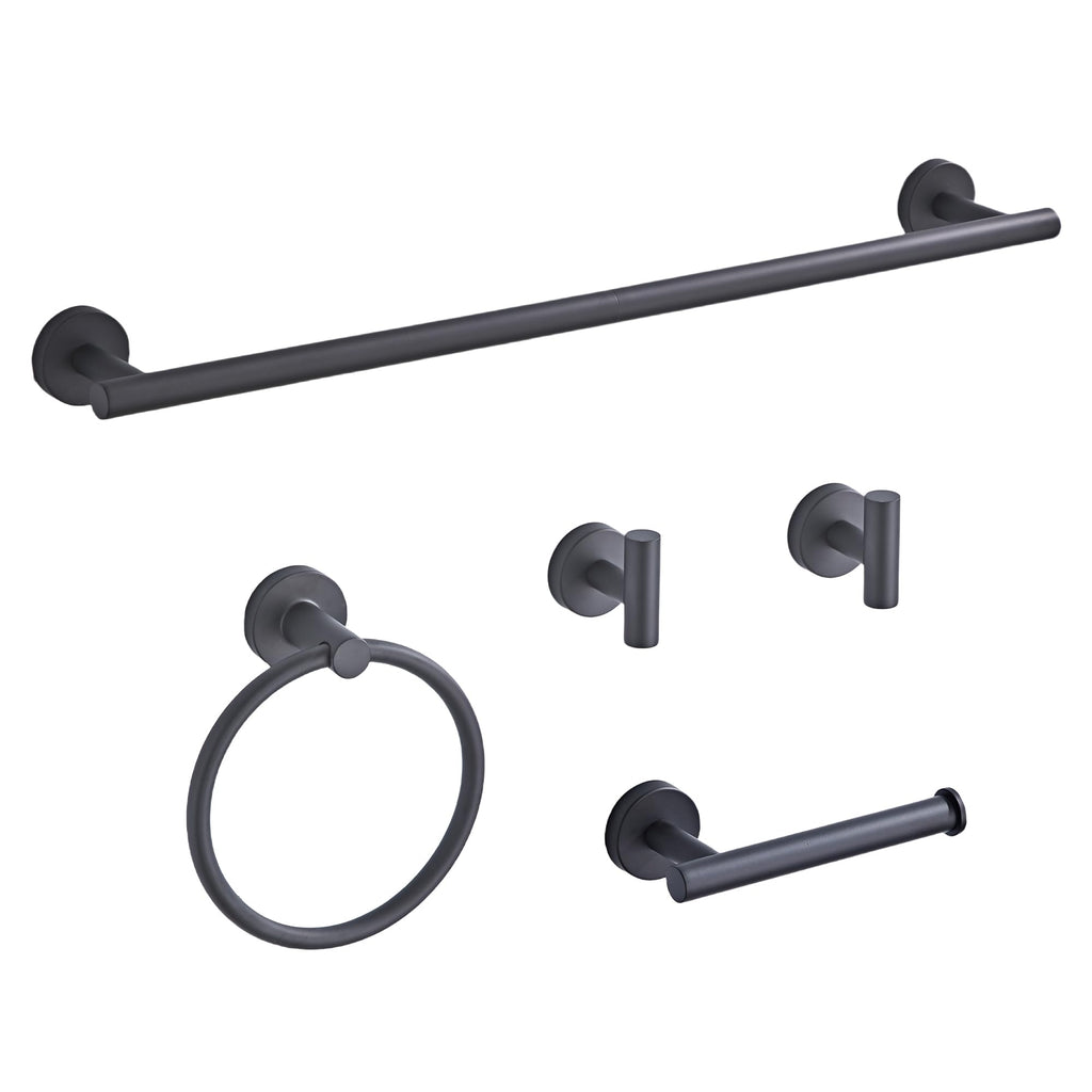 Brushed Gold Bathroom Hardware Set 5 Piece with Towel Racks for Bathroom, SUS304 Stainless Steel Bath Towel Bar Set, 24 Inch Wall Mounted Accessories Kit…