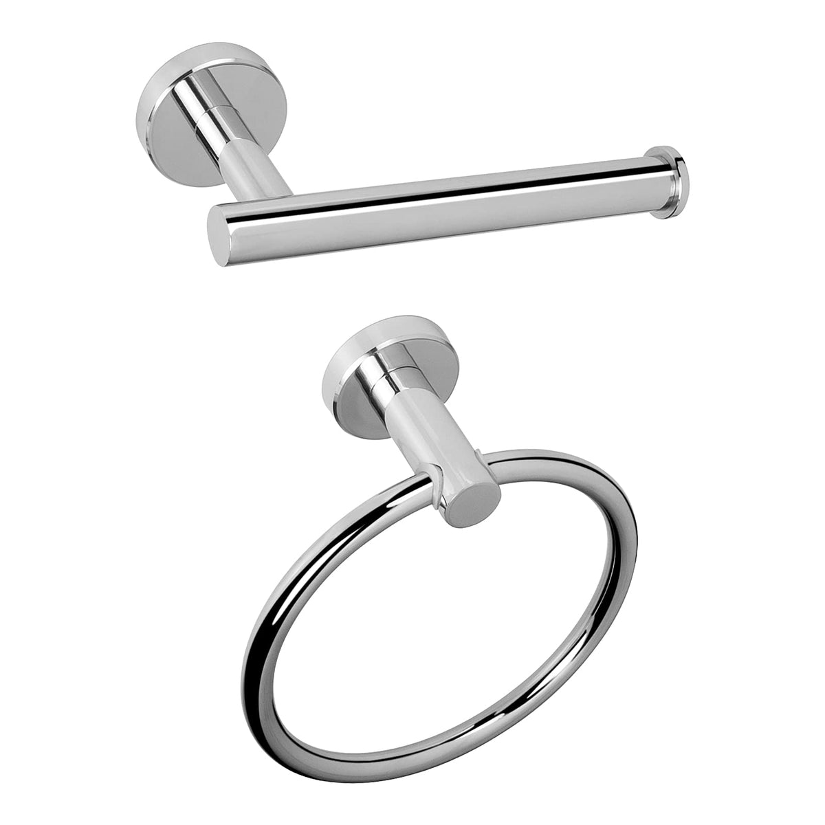 NearMoon 2 Pieces Bathroom Hardware Accessories, Towel Ring and Toilet Paper Holder- Stainless Steel Bath Towel Hanger and Hand Towel Holder, Wall Mounted (Brushed Nickel)