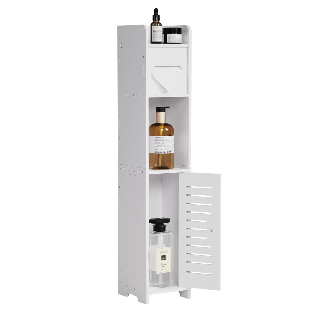 VECELO 3-Tier Bathroom Shelves for Narrow Space, Modern Corner Shelf Stand,Small Storage Organizer for Bathroom,Toilet Paper Stand,White