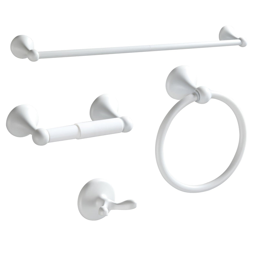 BGL Bathroom Accessory Set, Matte Black Adjustable Expandable Towel Bar 4-Piece Bathroom Hardware Set Wall Mounted Robe Hook Toilet Paper Holder Towel Ring Towel Bar