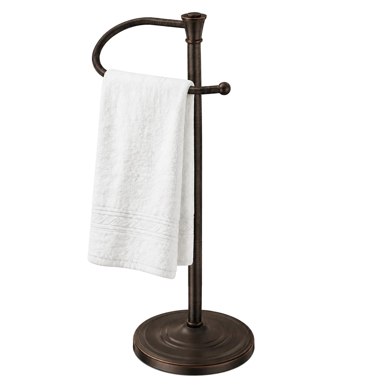 Bath Hand Towel Holder Stand,Stainless Steel 16 Inch Free Standing Towel Rack,Heavy Weight Towel Bar for Bathroom Vanity Countertop &Kitchen,Black