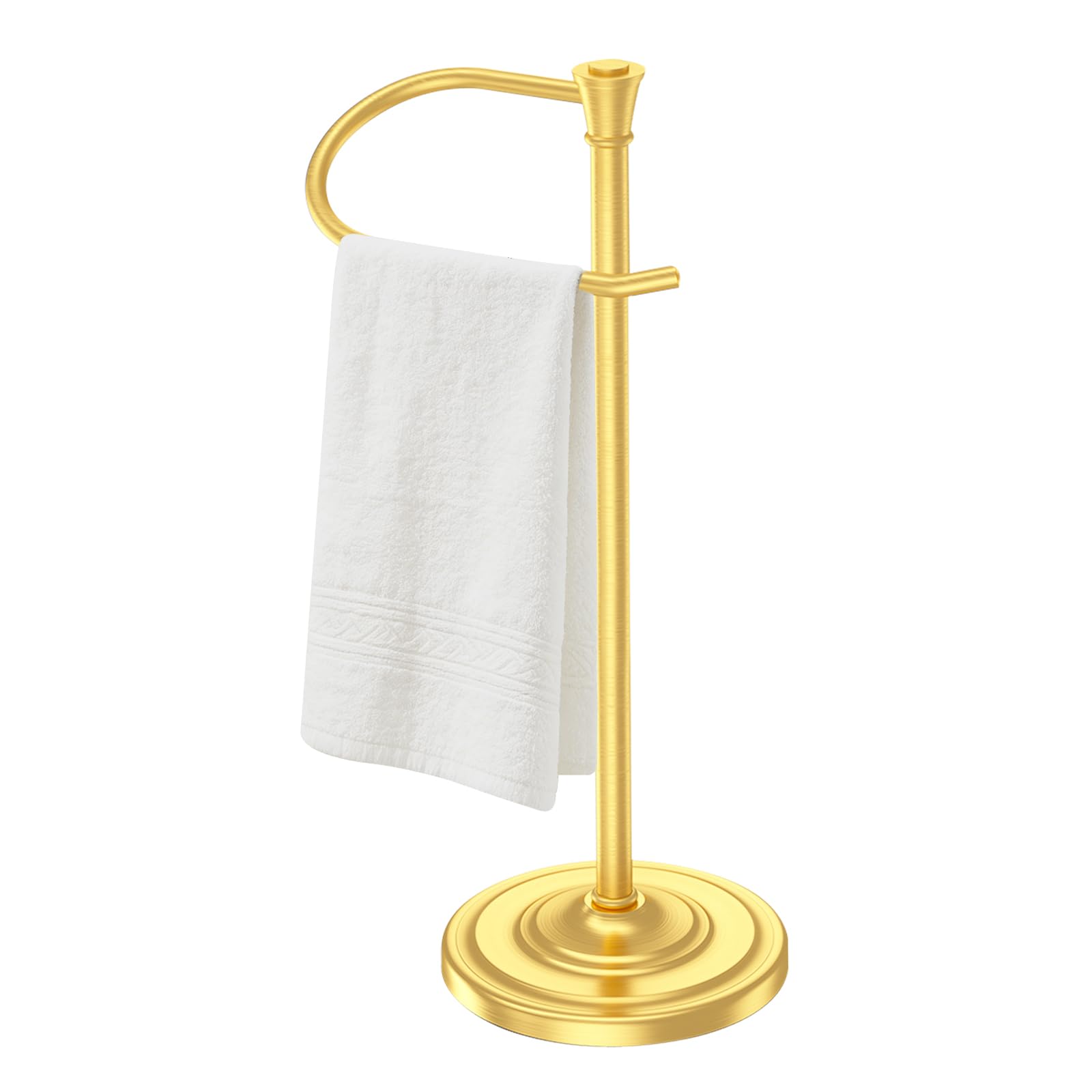 Bath Hand Towel Holder Stand,Stainless Steel 16 Inch Free Standing Towel Rack,Heavy Weight Towel Bar for Bathroom Vanity Countertop &Kitchen,Black