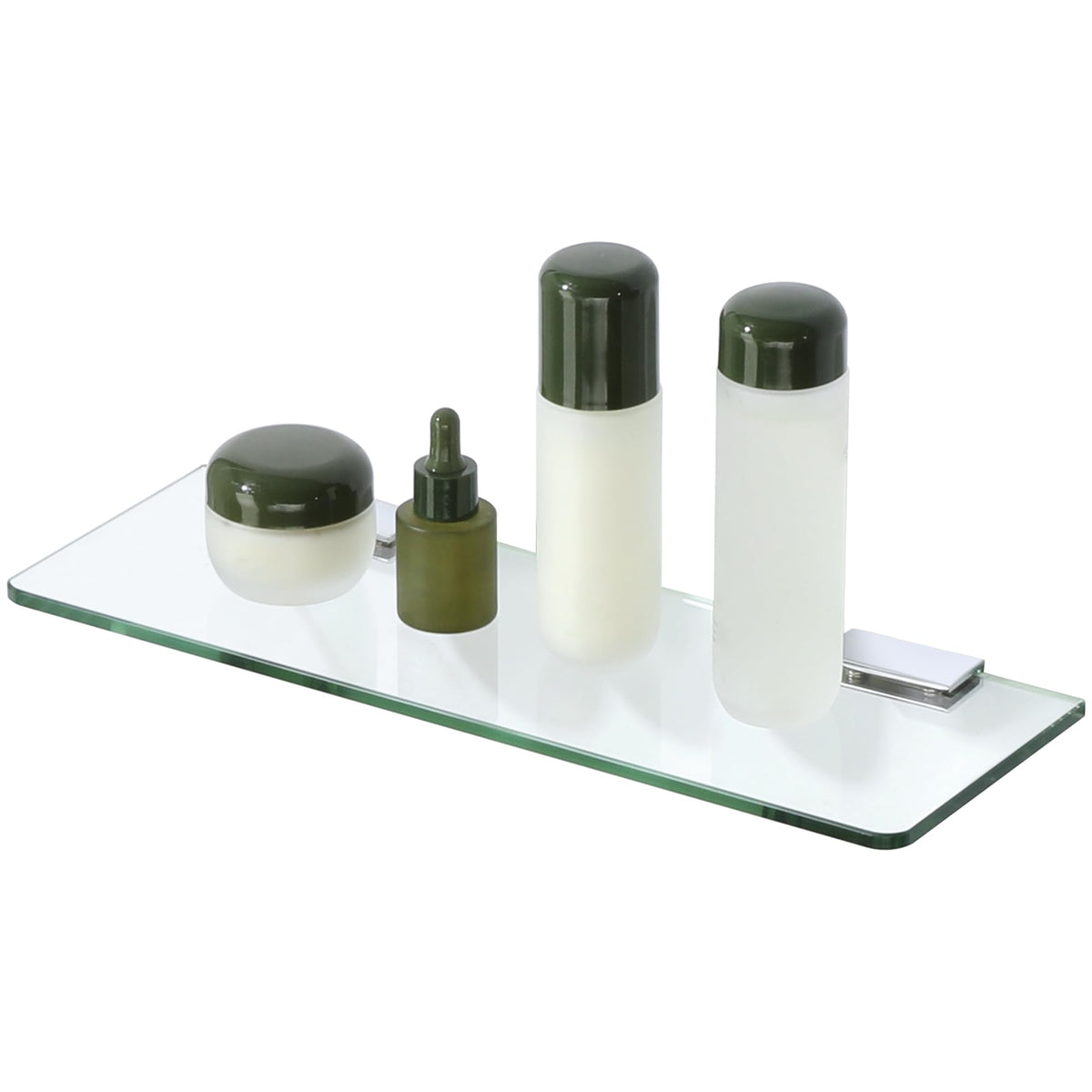 Alise Glass Shelves for Bathroom,15 Inch Wall Mounted Floating Shelf,Chrome