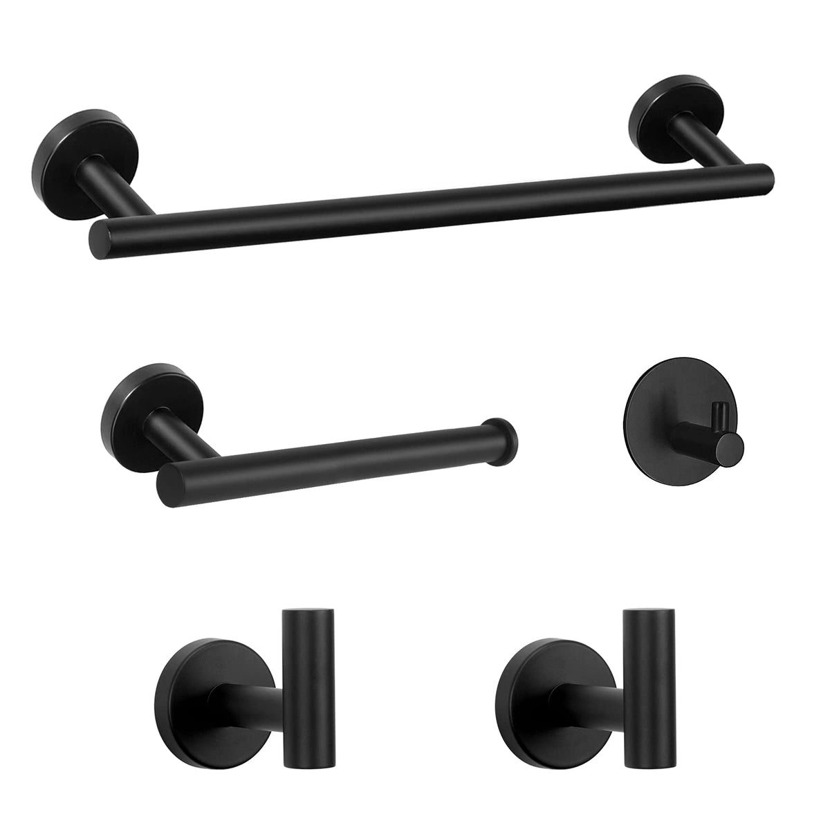 NearMoon Bathroom Hardware Set SUS 304 Thicken Stainless Steel-Towel Bar Set Include 16" Towel Rod, Toilet Paper Holder, Multifunctional Hooks Bathroom Accessories (Brushed Nickel, 5 Pcs)