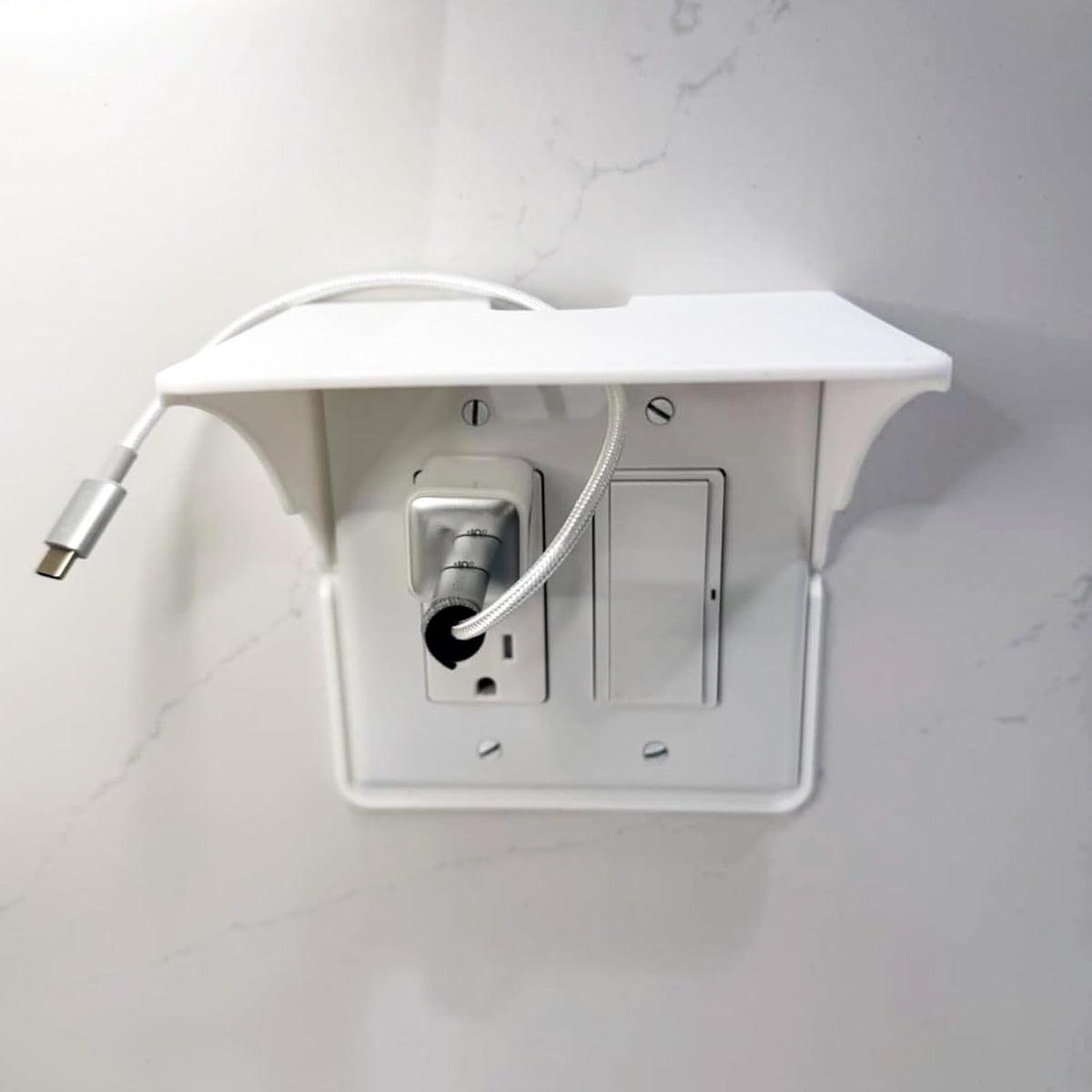 2 pack Double Wall Outlet Shelf with Cord Storage-wall outlet shelf, outlet shelf storage Perfect for Bathroom,Bedrooms -outlet shelf-wall outlet extender with shelf-Home outlet with shelf (white)