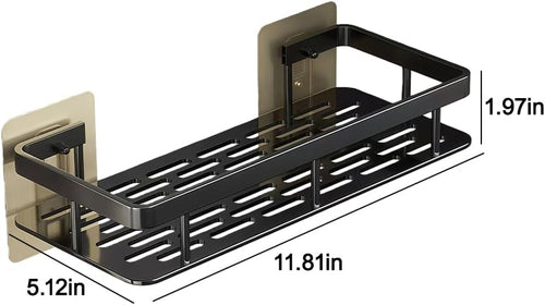 1pc Multipurpose Self - Adhesive Wall Mounted Shelf: Perfect for Bathroom and Kitchen Storage,Black