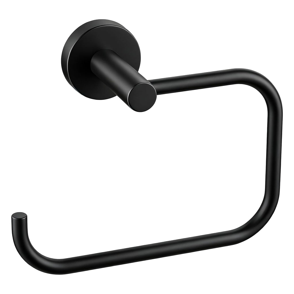 STWWO Hand Towel Holder, 180° Swievl C Shape SquareTowel Ring, Matte Black