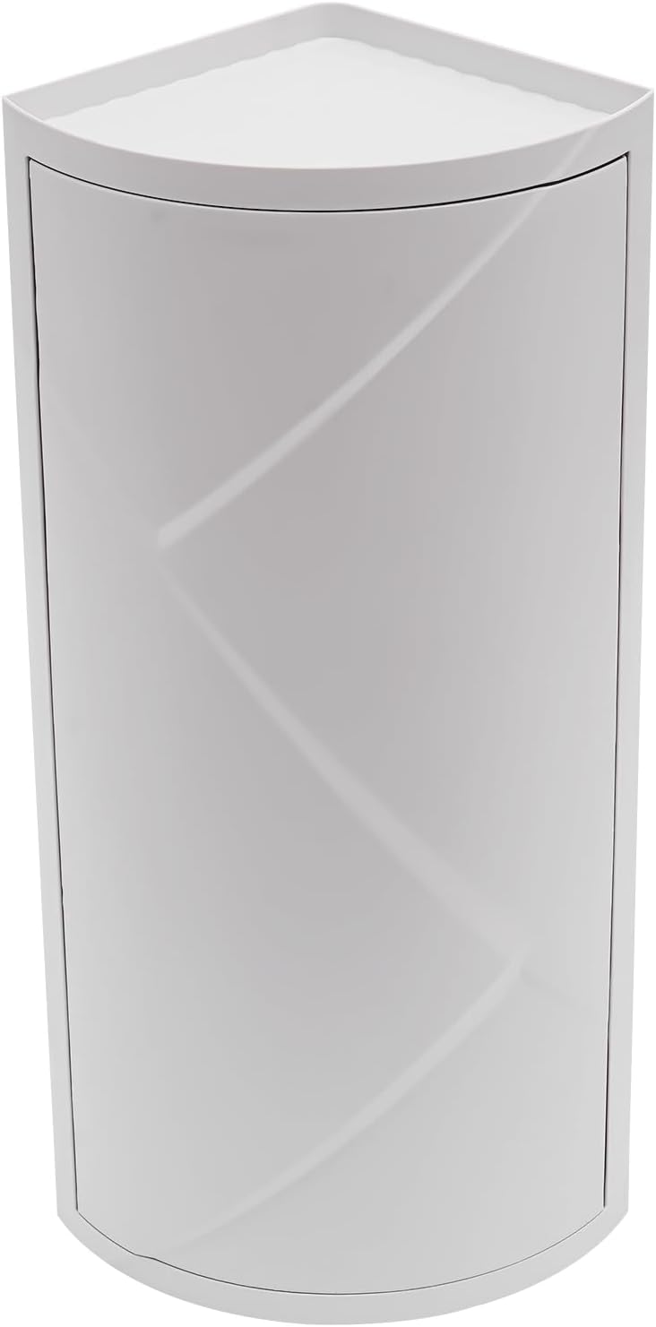 Multifunction Bathroom Kitchen Corner Locker 3-Tier Rotating Triangle Shelf Water Resistant Corner Shelf Stand for Bedrooms, Bathrooms, Kitchens, Living Rooms, Study Rooms (Gray-White)