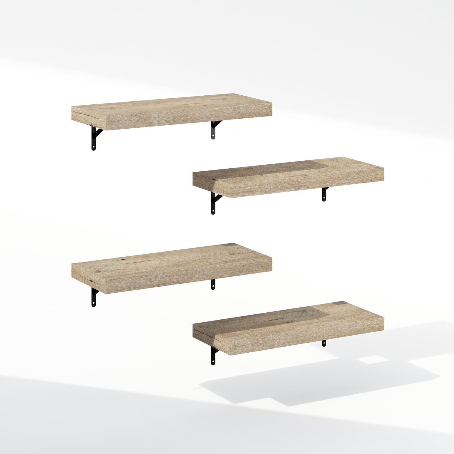 Furinno Tanna Floating Shelves for Wall Set of 2, 22-Inch Bathroom Wall Shelf, Wall Mounted Shelf, for Bathroom Organizers and Storage, Living Room, Natural