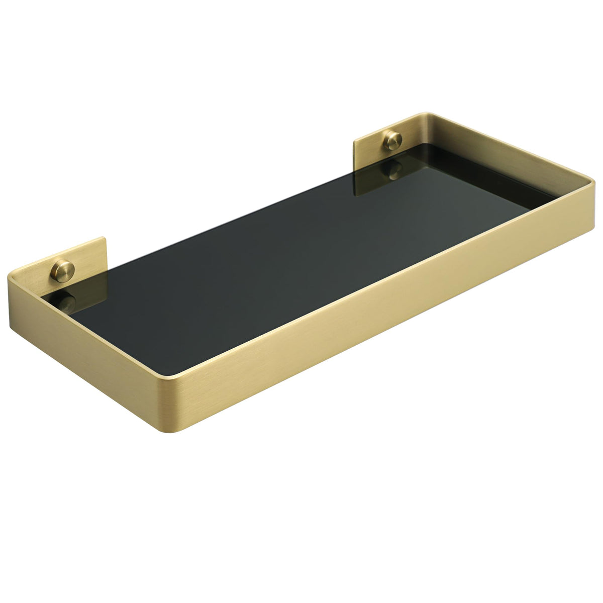 Alise Bathroom Shelves,11.8" Black Glass Shelves for Bathroom Wall Mounted
