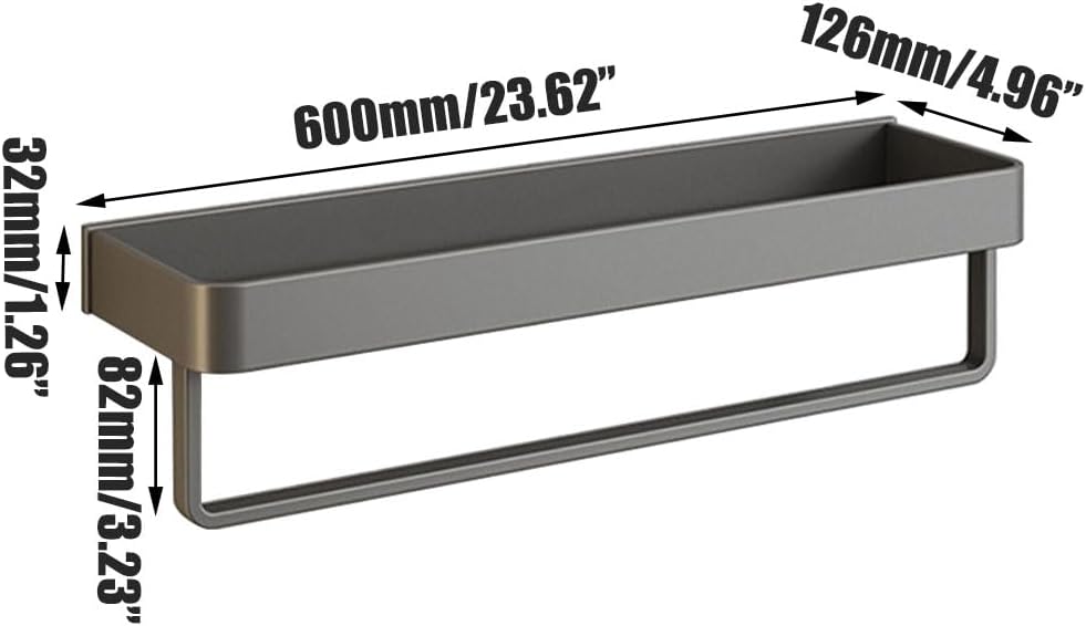 Wall Mounted Bathroom Shelves, 2-Tier Floating Shelf with Removable Hooks, Bathroom Wall Organizer(Gray)