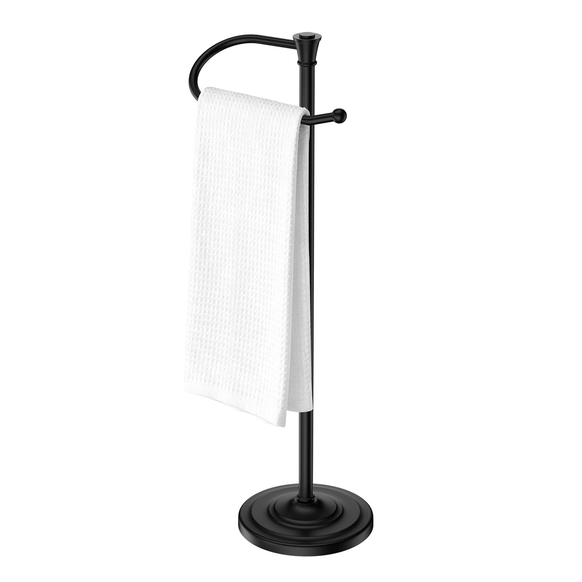 Bath Hand Towel Holder Stand,Stainless Steel 16 Inch Free Standing Towel Rack,Heavy Weight Towel Bar for Bathroom Vanity Countertop &Kitchen,Black