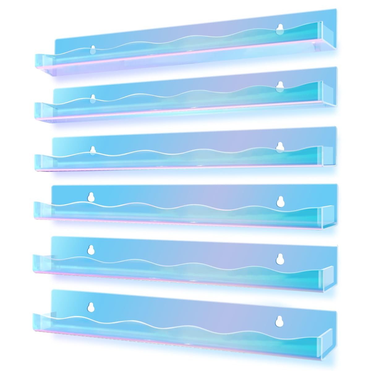 BTremary 15" Acrylic 6 Shelves Nail Polish Wall Mounted Holder Paint Organizer Storage Rack Clear Hanging Nail Polish Shelf Floating Wall Mount Nursery Bookshelves Vinyl Display Record Holder.