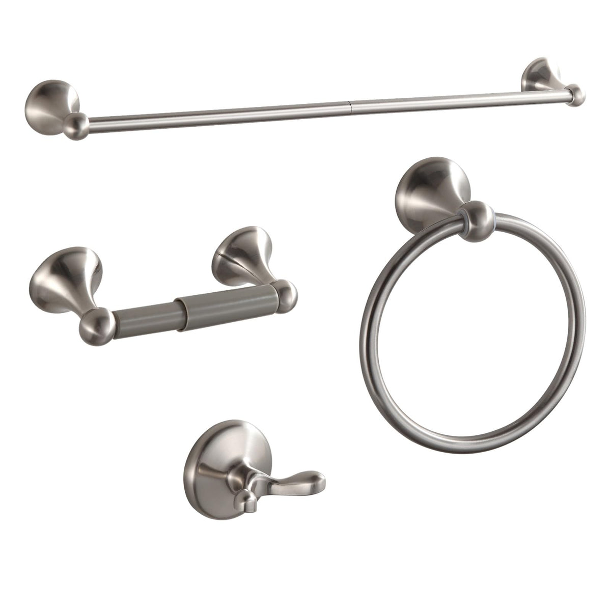 BGL Bathroom Accessory Set, Brushed Nickel Adjustable Expandable Towel Bar 4-Piece Bathroom Hardware Set Wall Mounted