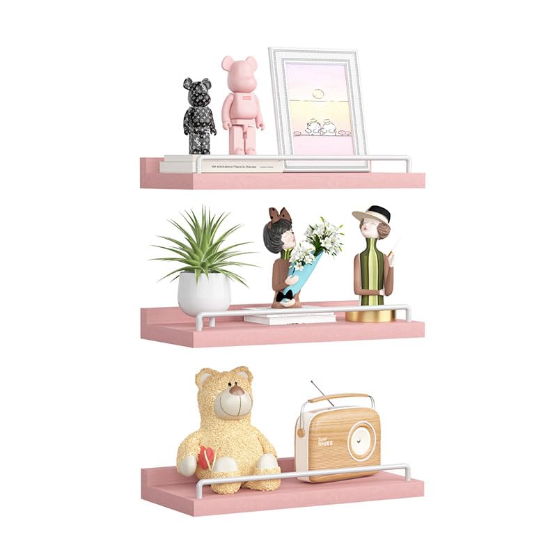 RYOFOBETTO Floating Shelves for Wall Decor Bathroom Shelves Over Toilet, Farmhouse Wall Shelves for Living Room, Bedroom, Picture Frames, Plants, Kitchen (Black, Set of 3)