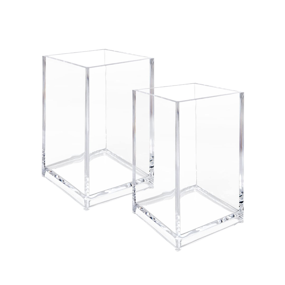 Newkita 3 Pack Clear Acrylic Cosmetic Pencil Pen Holder Cup, Clear Makeup Brush Holder, Desk Acrylic Brushes Storage