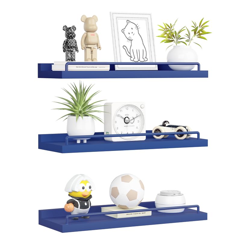 RYOFOBETTO Floating Shelves for Wall Decor Bathroom Shelves Over Toilet, Farmhouse Wall Shelves for Living Room, Bedroom, Picture Frames, Plants, Kitchen (Black, Set of 3)
