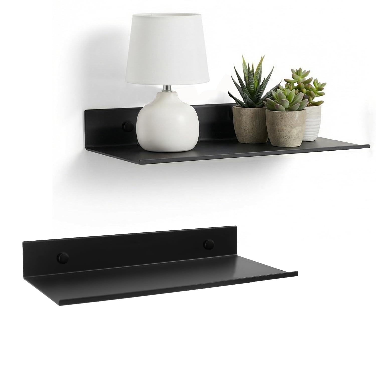 Z metnal Bathroom Shelf, Floating Shelves, Metal Display Wall Shelf, Aluminum, Wall Mounted, Matt Black,16 inch, 2 Pack