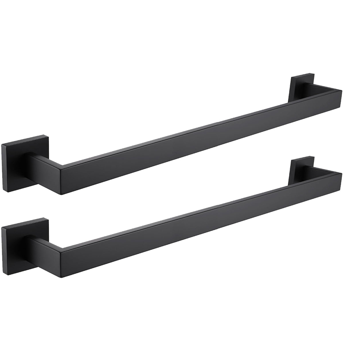 LANC 2 Pack Bath Towel Bars, Matte Black 24-Inch Bathroom Towel Rail Square Towel Racks Kitchen Towel Holders, Stainless Steel Wall Mount Towel Hanger Towel Rods,A8804-6MB
