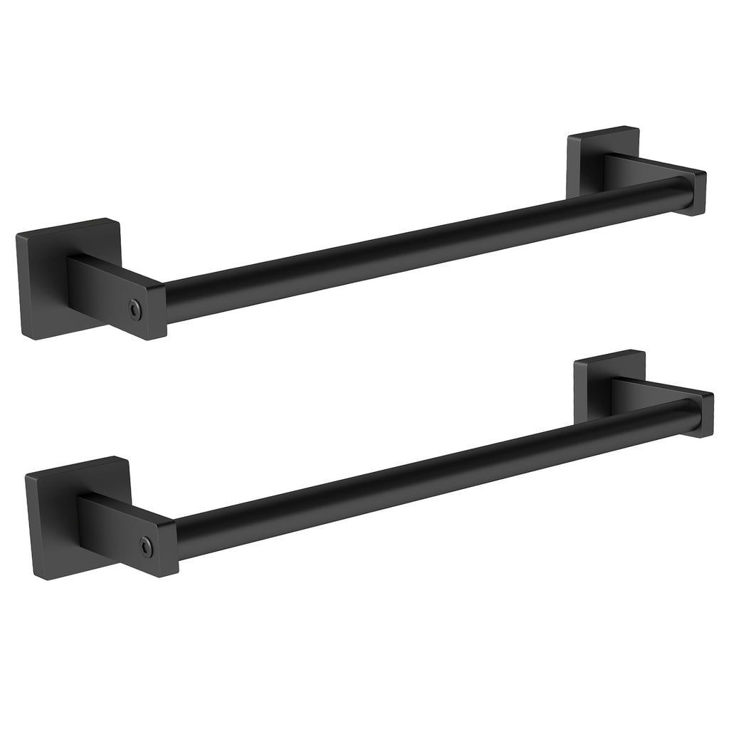 MKO Towel Bar for Bathroom, 24" 2 Pack Wall Mounted Towel Rack, Black