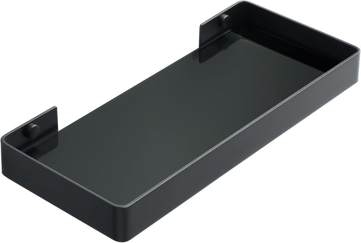Alise Bathroom Shelves,11.8" Black Glass Shelves for Bathroom Wall Mounted
