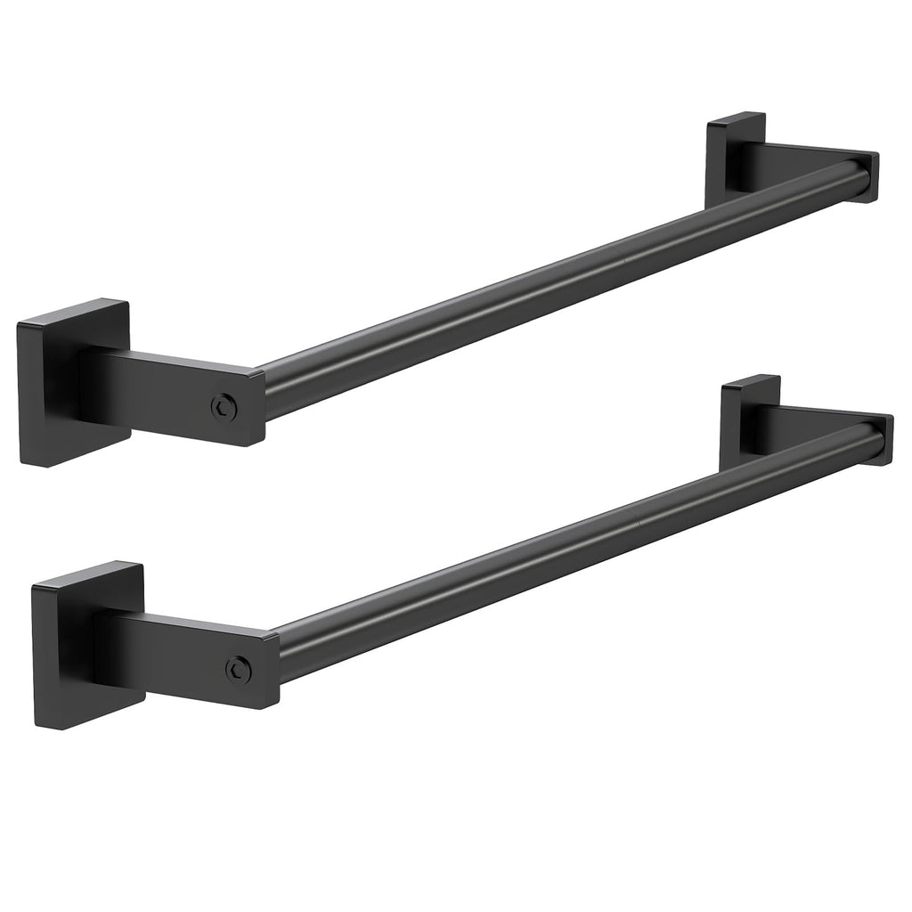 MKO Towel Bar for Bathroom, 24" 2 Pack Wall Mounted Towel Rack, Black