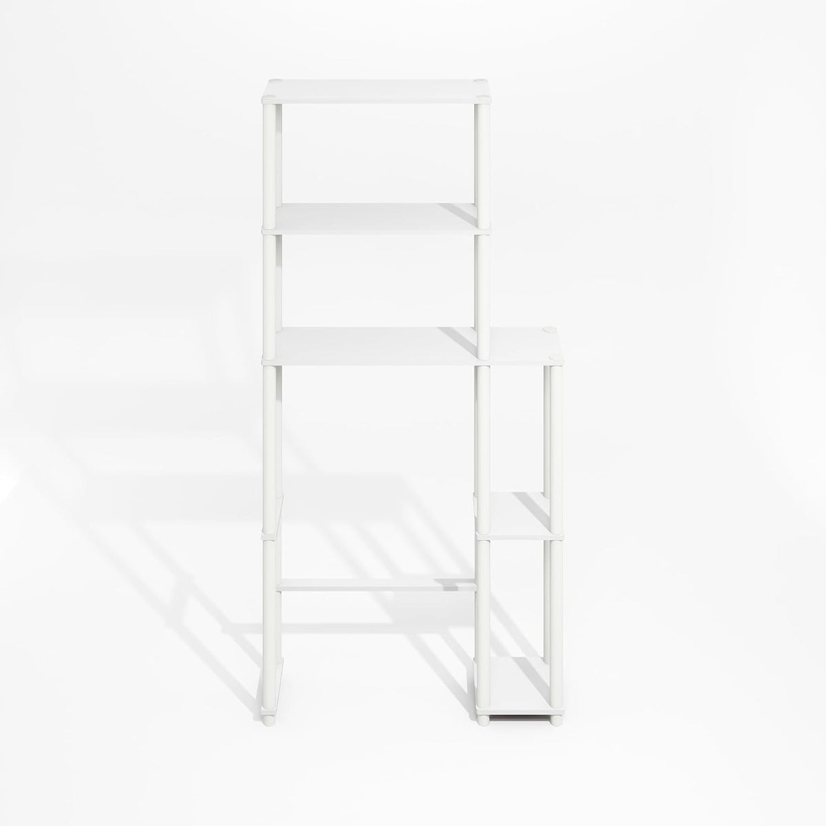Furinno Turn-N-Tube Over The Toilet Storage, 5-Shelf Over The Toilet Organizer, Freestanding Space Saver Bathroom Shelf, for Bathroom Organizers and Storage, Plain White