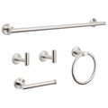 NearMoon 5 Pieces Bathroom Hardware Set SUS304 Thicken Stainless Steel-Towel Rack Kit Include 24" Towel Rod +Bath Towel Ring +Toilet Paper Holder +2 Robe Towel Hooks Bath Accessories (Nickel)