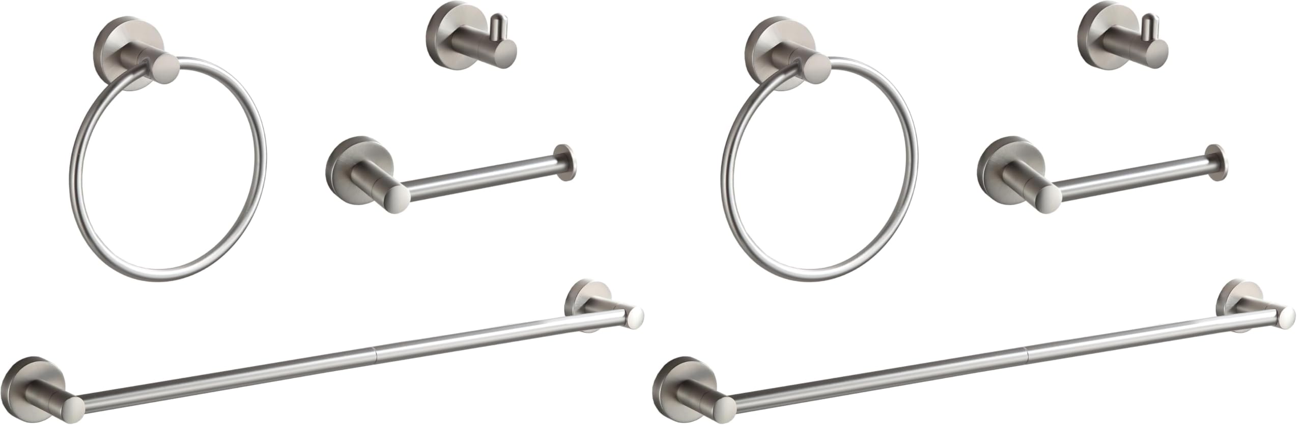 BGL Bathroom Accessory Set,4-Piece Brushed Nickel Towel Racks for Bathroom, 24 Inches Towel Bar, Towel Ring, Toilet Paper Holder & Robe Hook, Wall Mounted