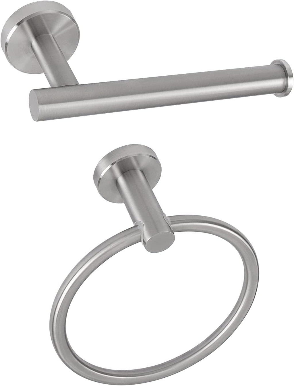 NearMoon 2 Pieces Bathroom Hardware Accessories, Towel Ring and Toilet Paper Holder- Stainless Steel Bath Towel Hanger and Hand Towel Holder, Wall Mounted (Brushed Nickel)