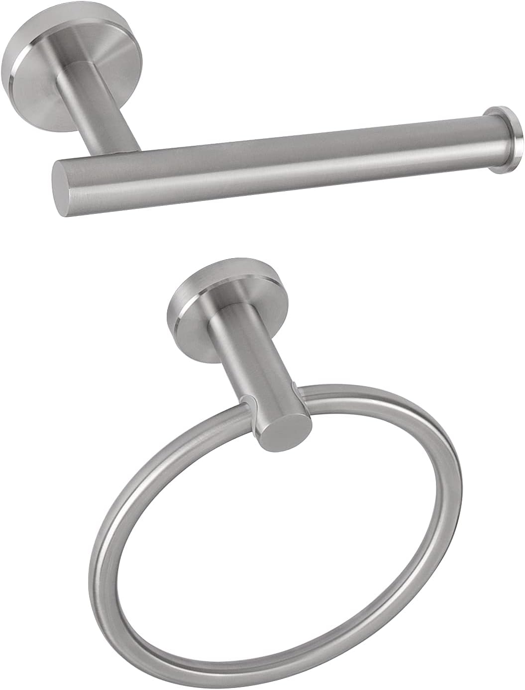 NearMoon 2 Pieces Bathroom Hardware Accessories, Towel Ring and Toilet Paper Holder- Stainless Steel Bath Towel Hanger and Hand Towel Holder, Wall Mounted (Brushed Nickel)