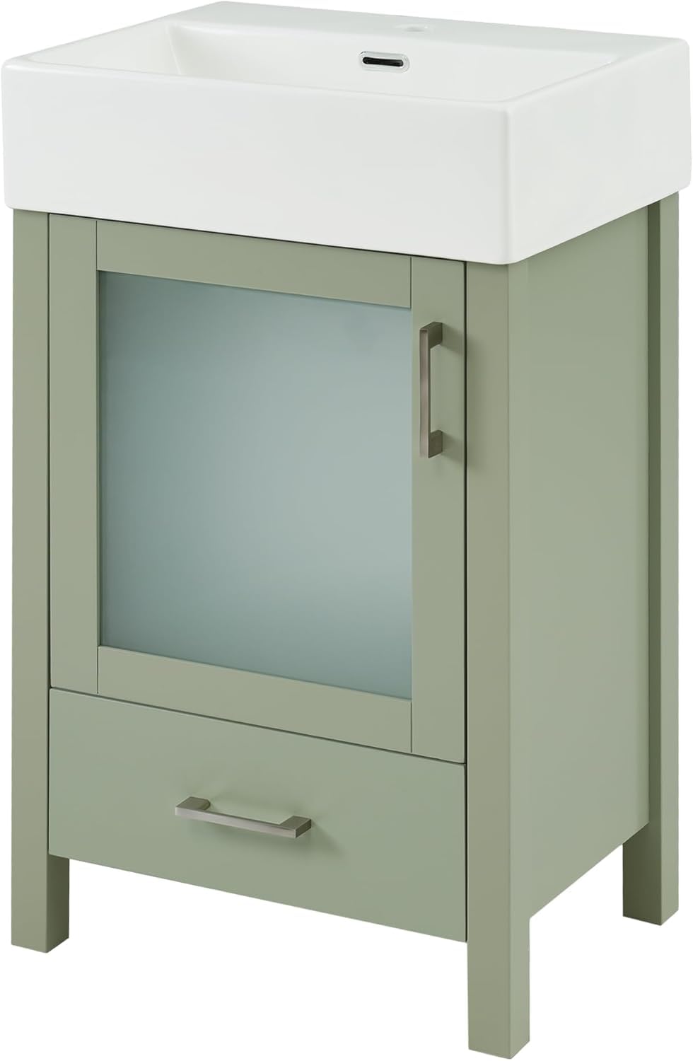 Virubi 20 in Small Bathroom Vanity with Sink, Soft Closing Door,Tilt-Out Drawer and Adjustable Shelf,Solid Wood Frame Modern Single Bathroom Sink Cabinet with Storage, Freestanding, Natural Wood