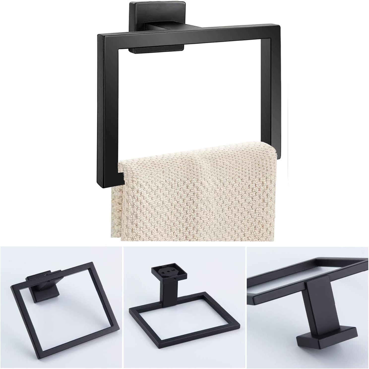 JOPOFI Towel Ring - Hand Towel Holder for Bathroom - Matte Black