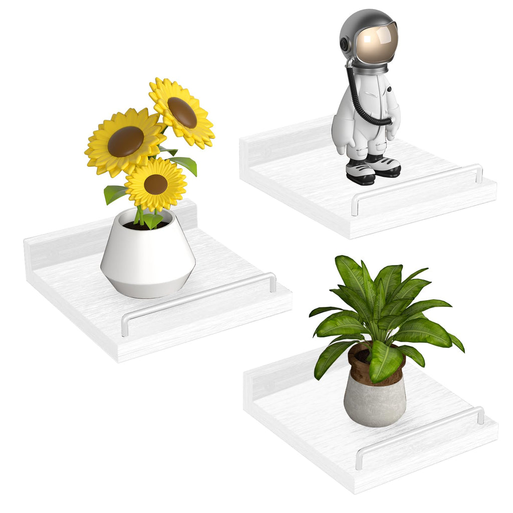 RYOFOBETTO Floating Shelves for Wall Decor Bathroom Shelves Over Toilet, Farmhouse Wall Shelves for Living Room, Bedroom, Picture Frames, Plants, Kitchen (Black, Set of 3)