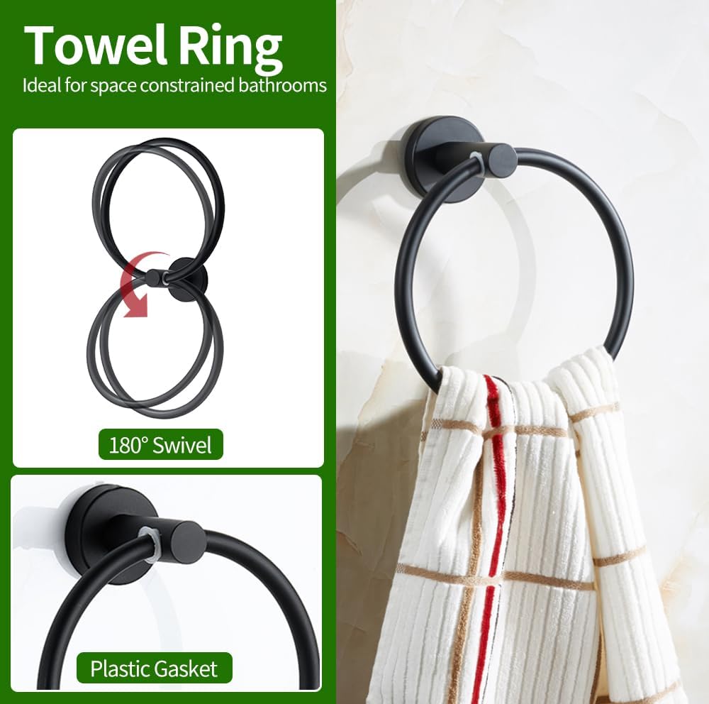 10pcs Matte Black Bathroom Hardware Set