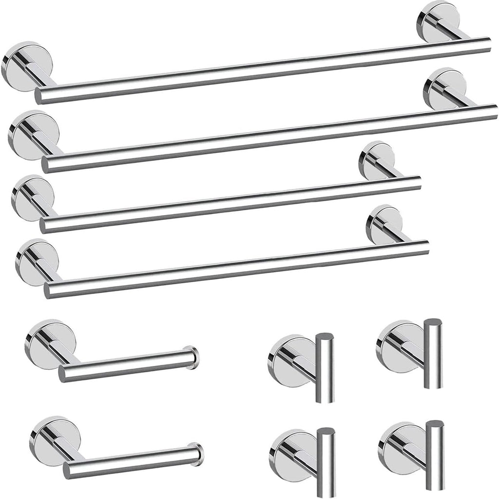 Newfun 10 Pieces Polished Chrome Bathroom Hardware Set 24 Inch
