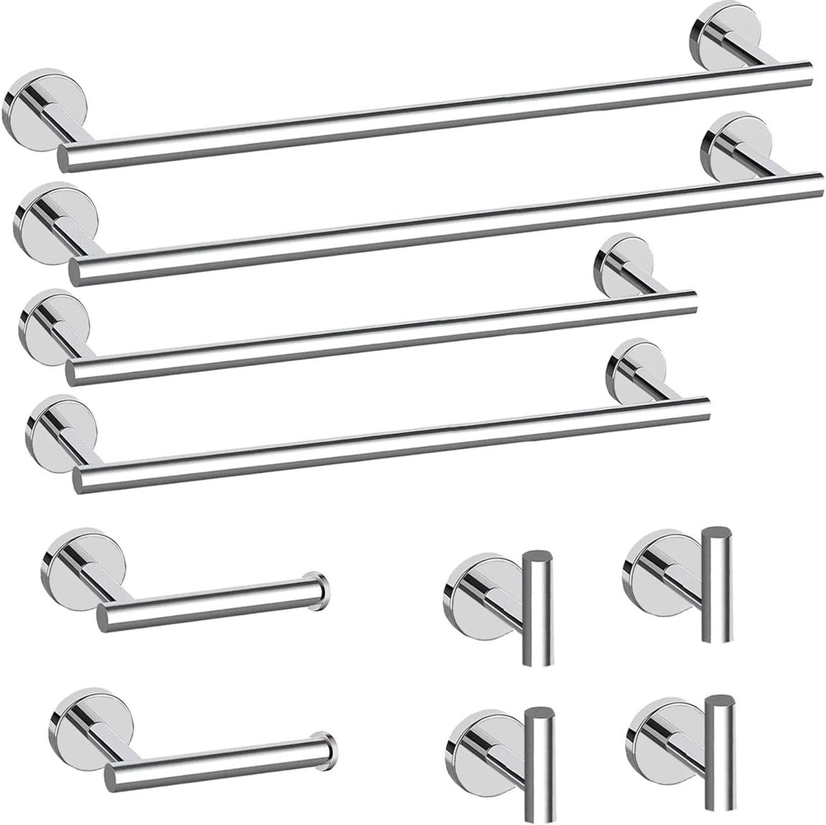 Newfun 10 Pieces Polished Chrome Bathroom Hardware Set 24 Inch